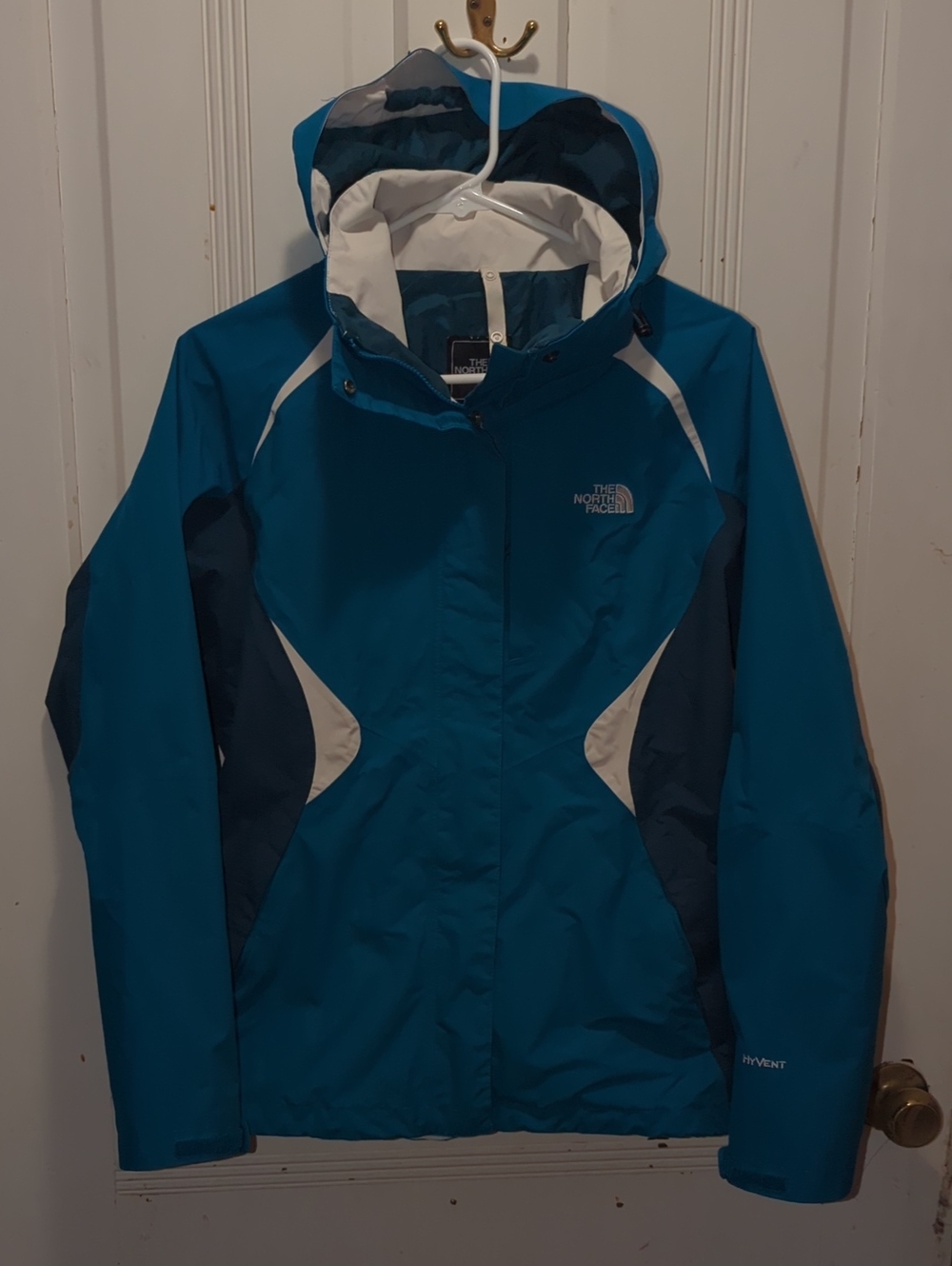 The North Face Women's Teal and Navy Hooded Ski Jacket